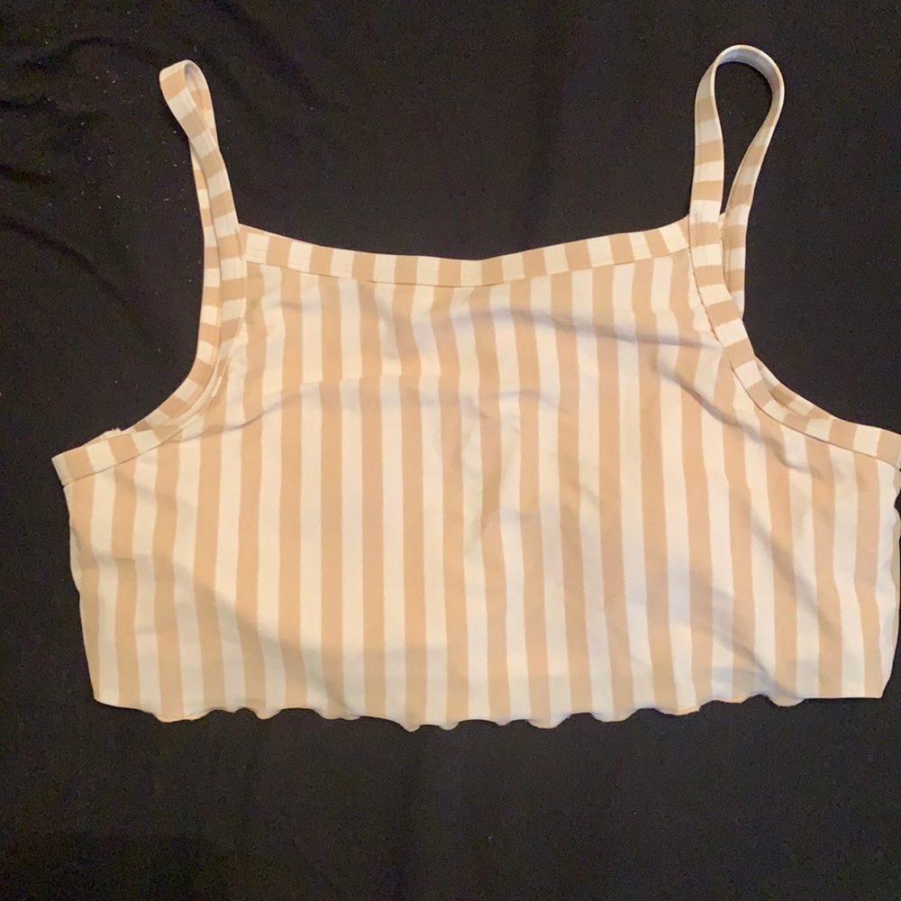 Bikini top. Tan amd white striped. Worn once as a crop top.